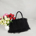 China factory wholesale Classic Women Fluffy real Mongolian Fur bag Handbag Purse